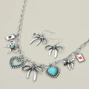 Western Night Charm Necklace & Earring Set